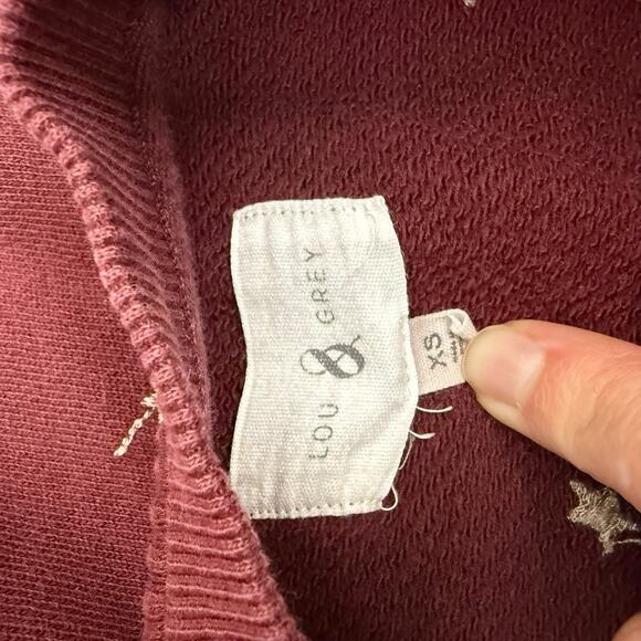 Lou & Grey Sweatshirt Womens Extra Small Red Star Embroidered Boxy Relaxed - Picture 7 of 9